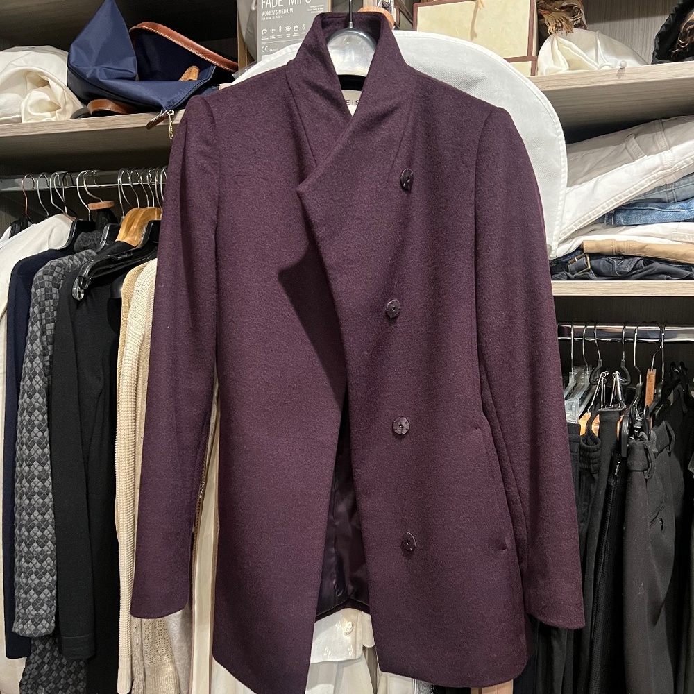 Reiss coat in dark burgundy/plum color, size 0 (XS)